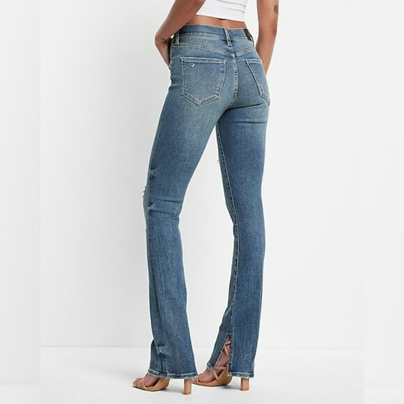 EXPRESS Skyscraper Ripped Jeans Blue Split Hem 4 Short NWT - Picture 15 of 15